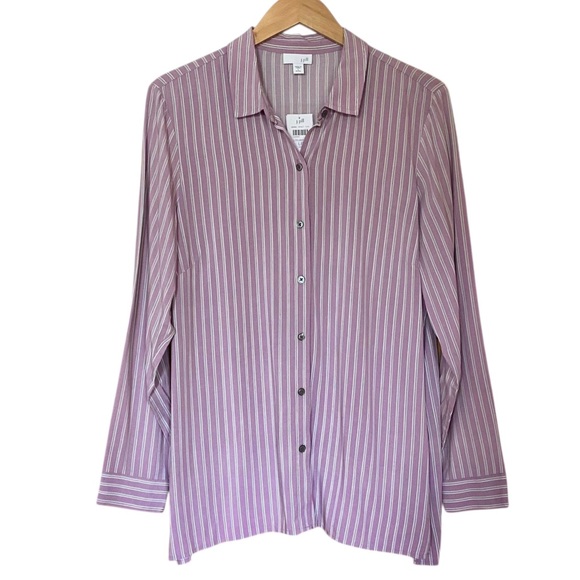 J. Jill Tops - J. Jill Button Up Blouse Lavender Striped NWT Women’s L Petite